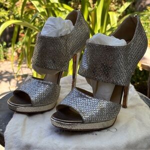 Jimmy choo private glitter ankle cuff sandal heels